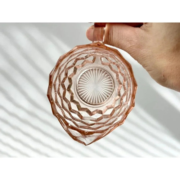 Vintage Jeannette Depression Glass Optic set of 2 Coffee | tea | creamer cups - Picture 7 of 10